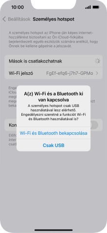 Amennyiben be van kapcsolva a Wi-Fi, válaszd a Wi-Fi és Bluetooth bekapcsolása lehetőséget.