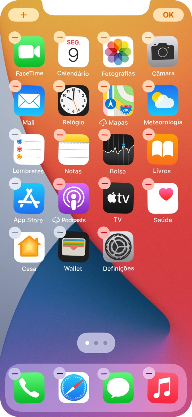 Prima o ícone de páginas do ecrã inicial.
