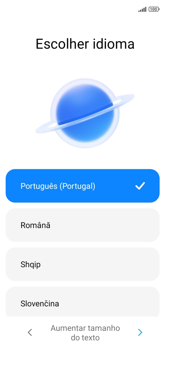 Prima o idioma pretendido.