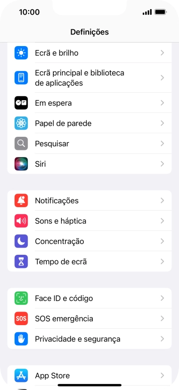 Prima Face ID e código.