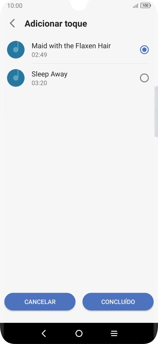 Prima os tons de toque pretendidos para os ouvir.