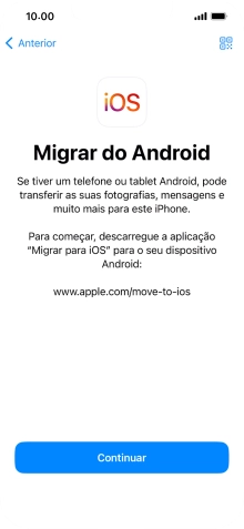 Antes de ser possível transferir conteúdo para o seu telefone, é necessário instalar a app 