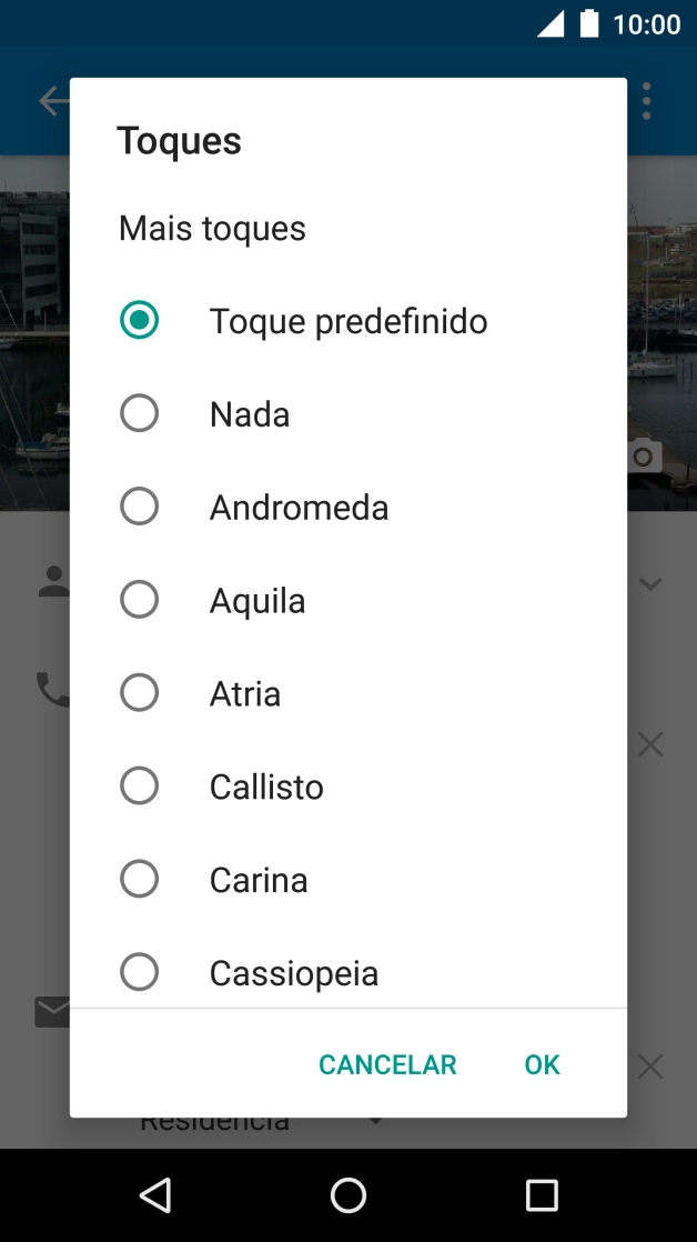 Prima o tom de toque pretendido para o ouvir.