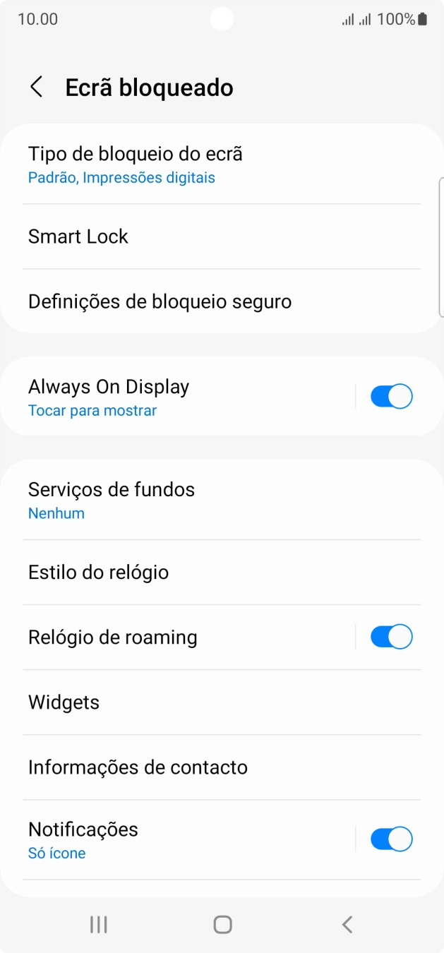 Prima Tipo de bloqueio do ecrã e introduza o código adicional de bloqueio do telefone que criou anteriormente.