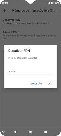 Introduza o código PIN2 e prima OK.