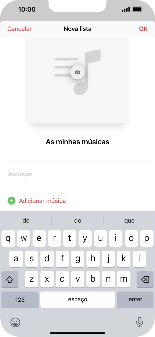 Prima Adicionar música.