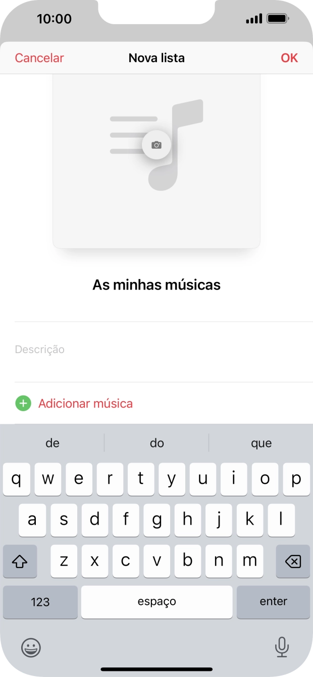 Prima Adicionar música.