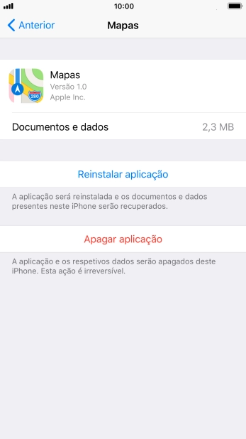Prima a tecla de início para terminar e voltar ao ecrã inicial.