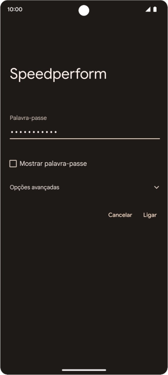 Introduza a password da rede Wi-Fi e prima Ligar.
