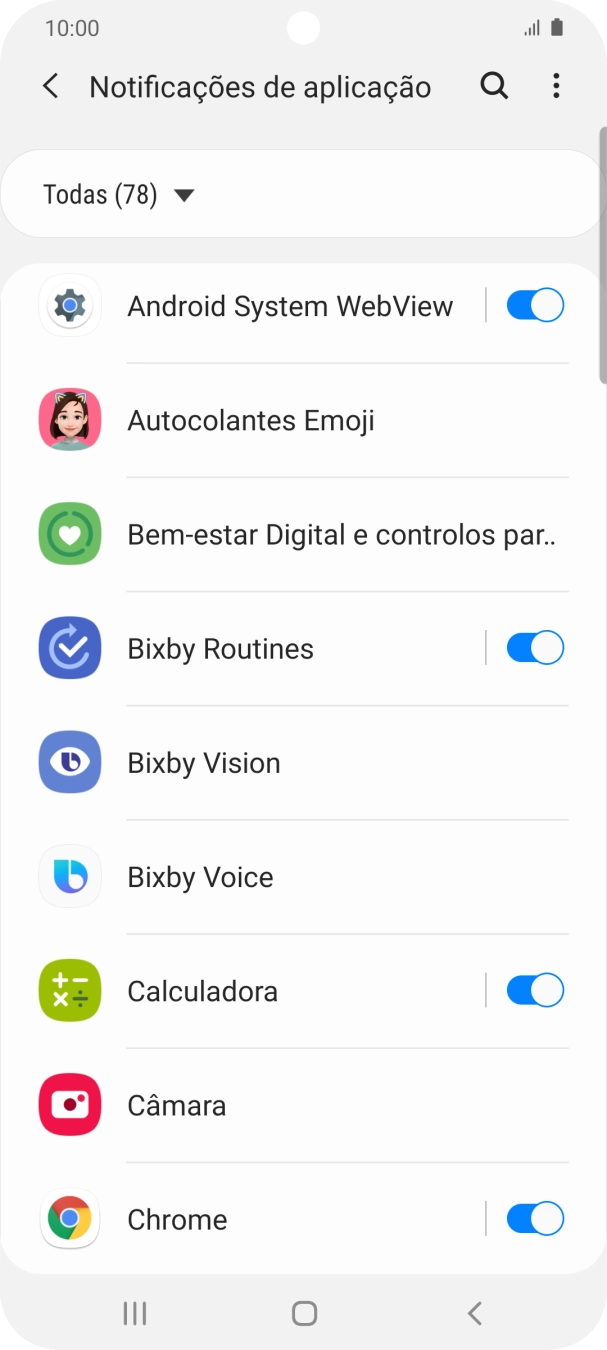 Prima o indicador junto às apps pretendidas para ativar ou desativar a função.