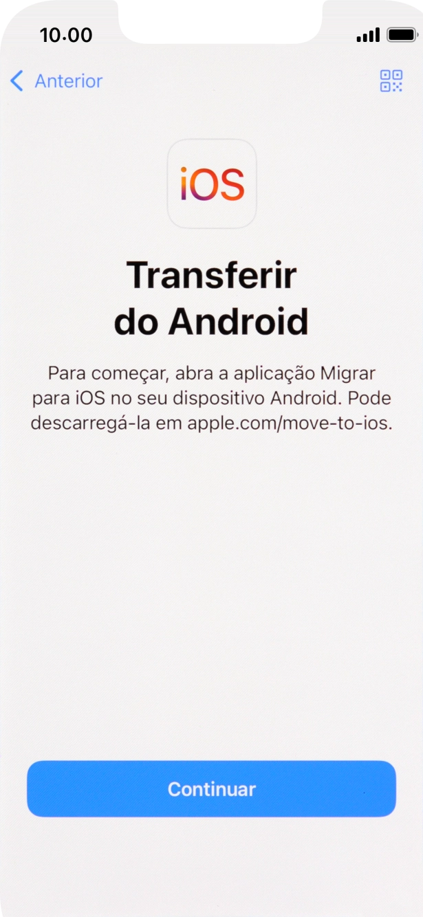 Antes de ser possível transferir conteúdo para o seu telefone, é necessário instalar a app 