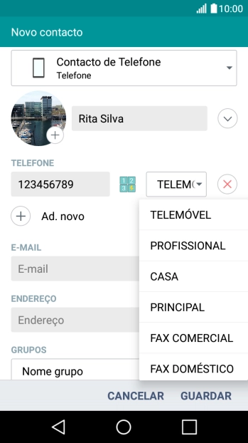 Prima o tipo de número pretendido.