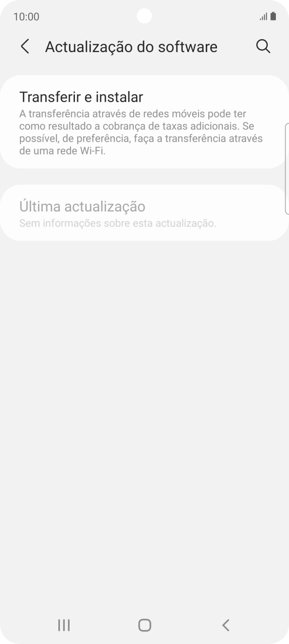 Prima Transferir e instalar. Se existir uma nova versão de software disponível, será agora indicado no ecrã. Siga as indicações no ecrã para atualizar o software do telefone.