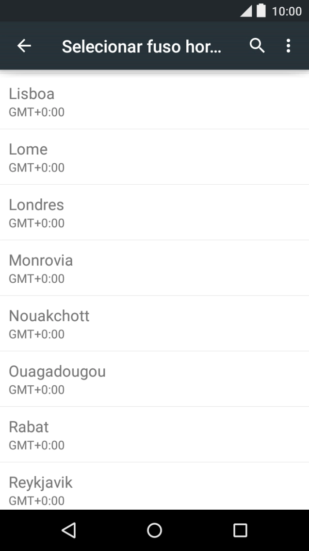 Prima o fuso horário pretendido.