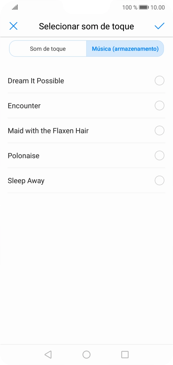 Prima os tons de toque pretendidos para os ouvir.