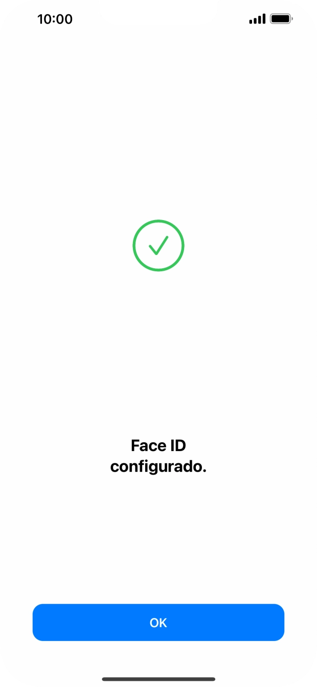 Prima OK. Se ainda não tiver escolhido um código de bloqueio do telefone, introduza um código à escolha duas vezes de seguida.