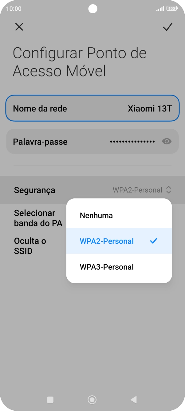 Prima WPA3-Personal para proteger o hotspot Wi-Fi com uma password.
