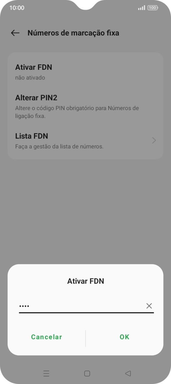 Introduza o código PIN2 e prima OK.