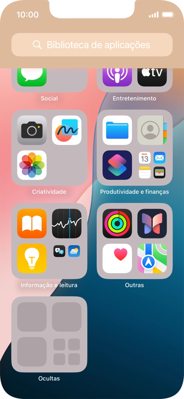 A app está agora colocada na pasta Ocultas da Biblioteca de apps.