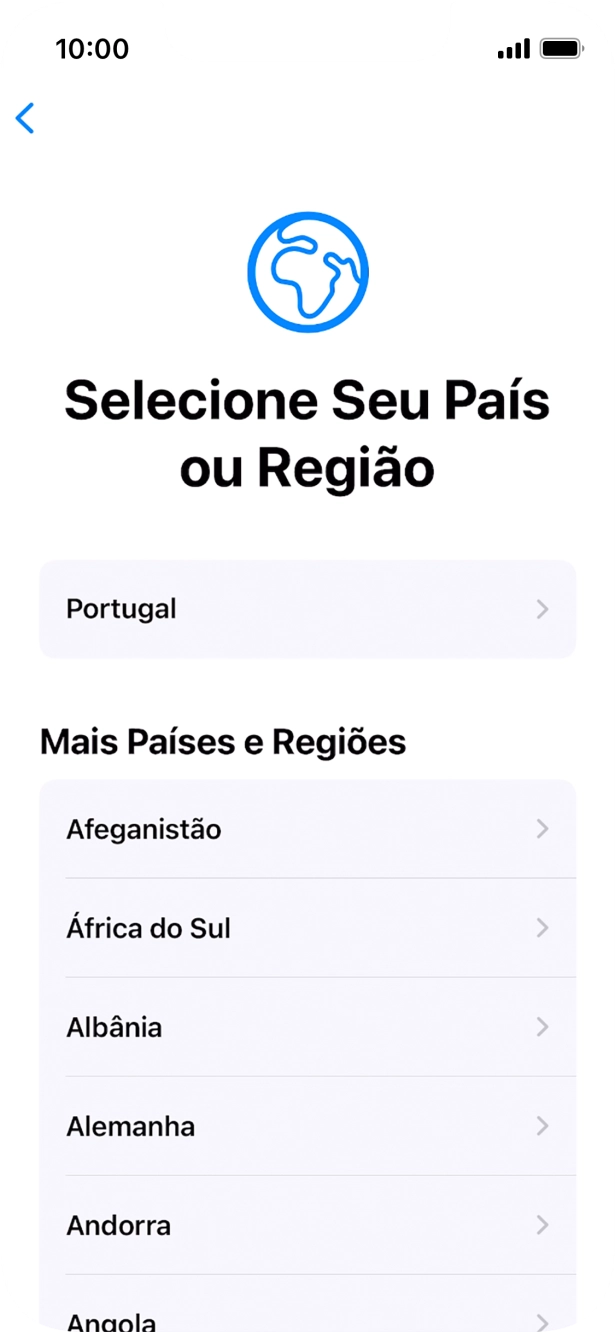 Prima a área ou país pretendido.