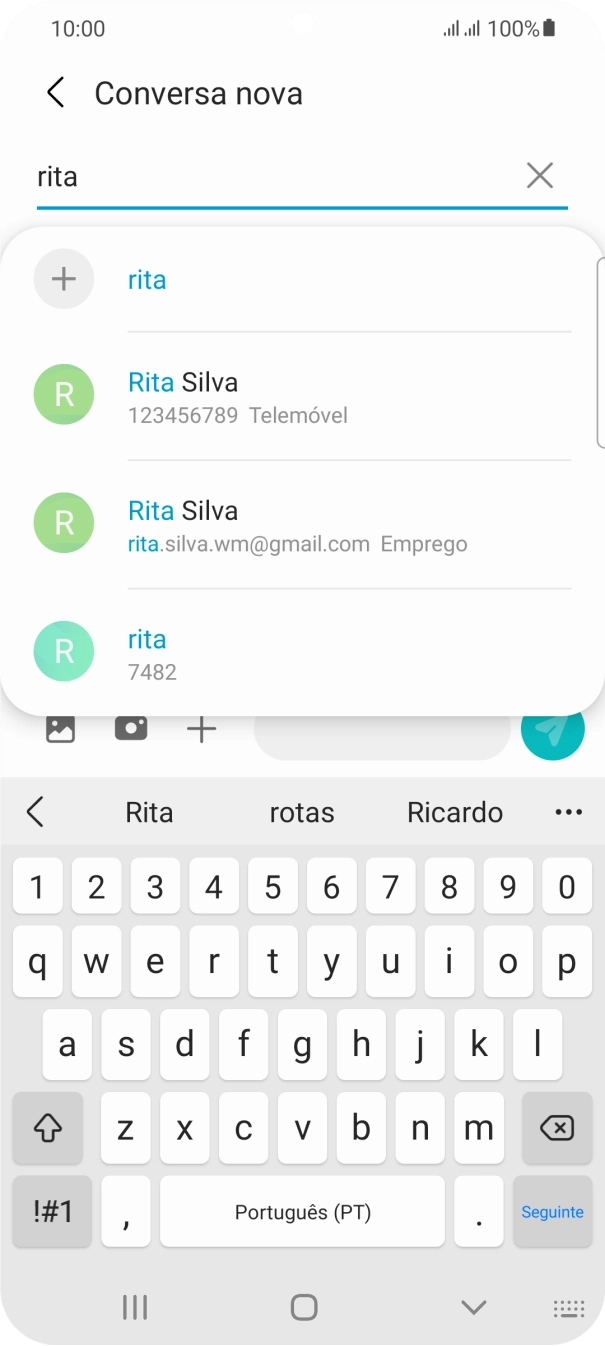 Prima o contacto pretendido.