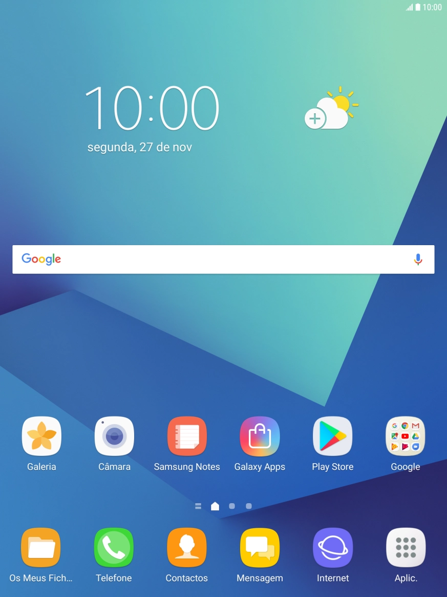 Deslize o dedo para baixo a partir do topo do ecrã.