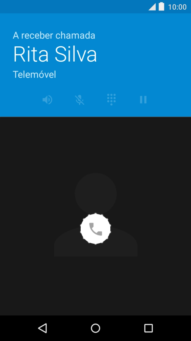 Prima o ícone de telefone e arraste-o para a direita.