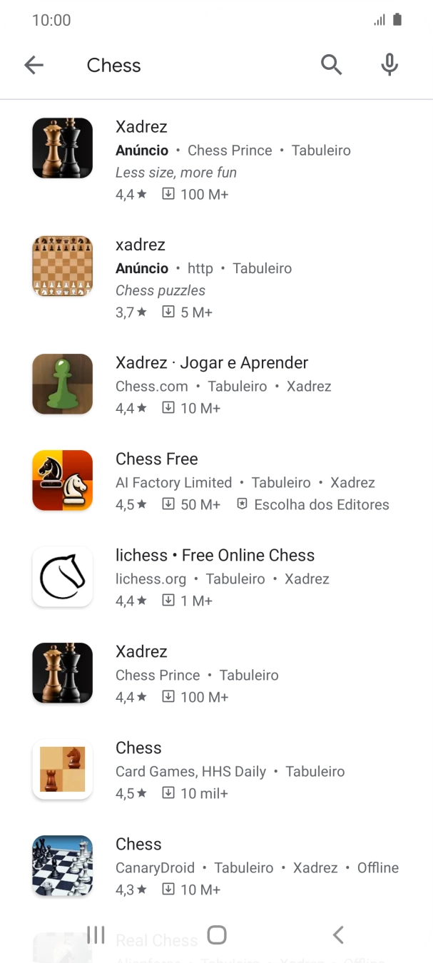 Prima a app pretendida.