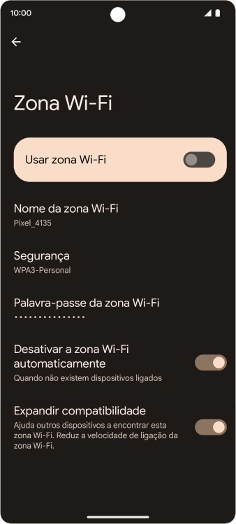 Prima Palavra-passe da zona Wi-Fi e introduza a password pretendida.