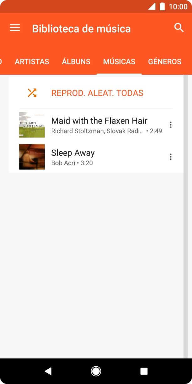 Prima o ficheiro de música pretendido.