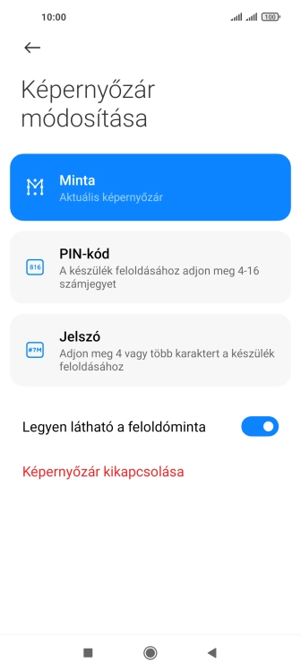 Írd be a jelenlegi képernyőzárkódot, és válaszd a Képernyőzár kikapcsolása lehetőséget.