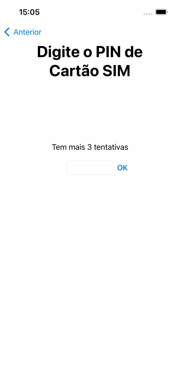 Se o cartão SIM estiver bloqueado, deve introduzir o código PIN e premir OK.