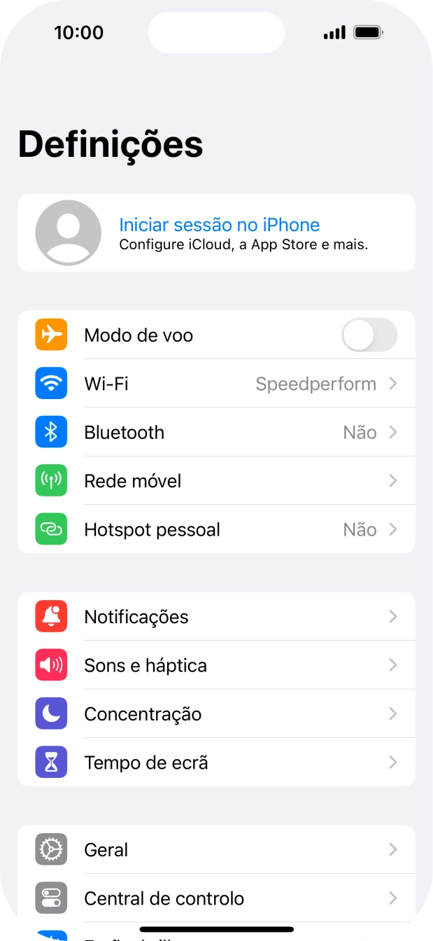 Prima Iniciar sessão no iPhone.