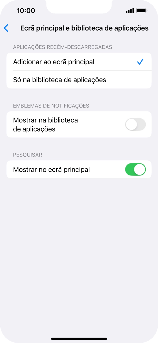 Para adicionar apps recém descarregadas ao ecrã inicial e à biblioteca de apps, deve premir Adicionar ao ecrã principal.