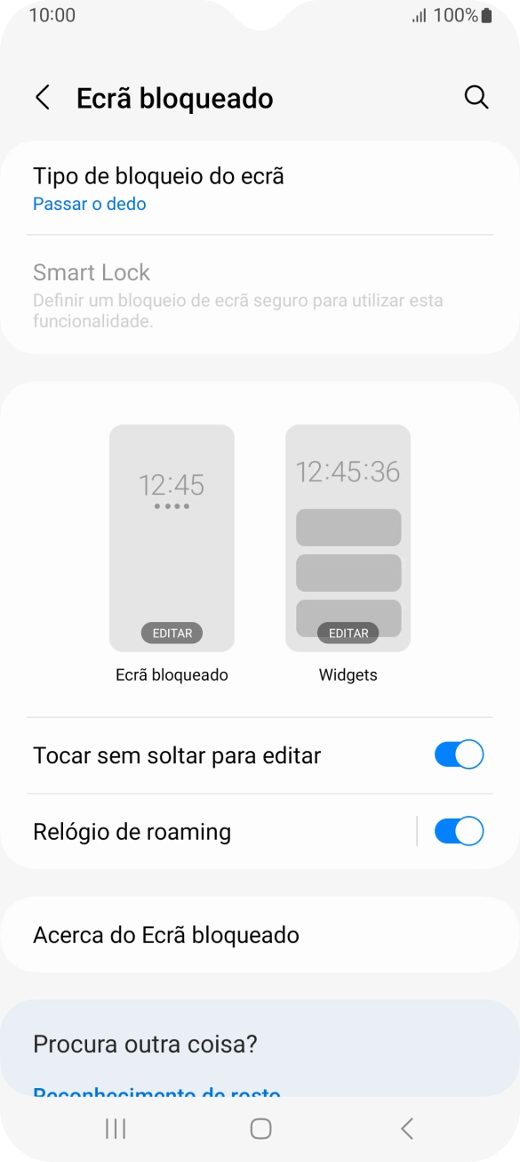 Prima Tipo de bloqueio do ecrã.