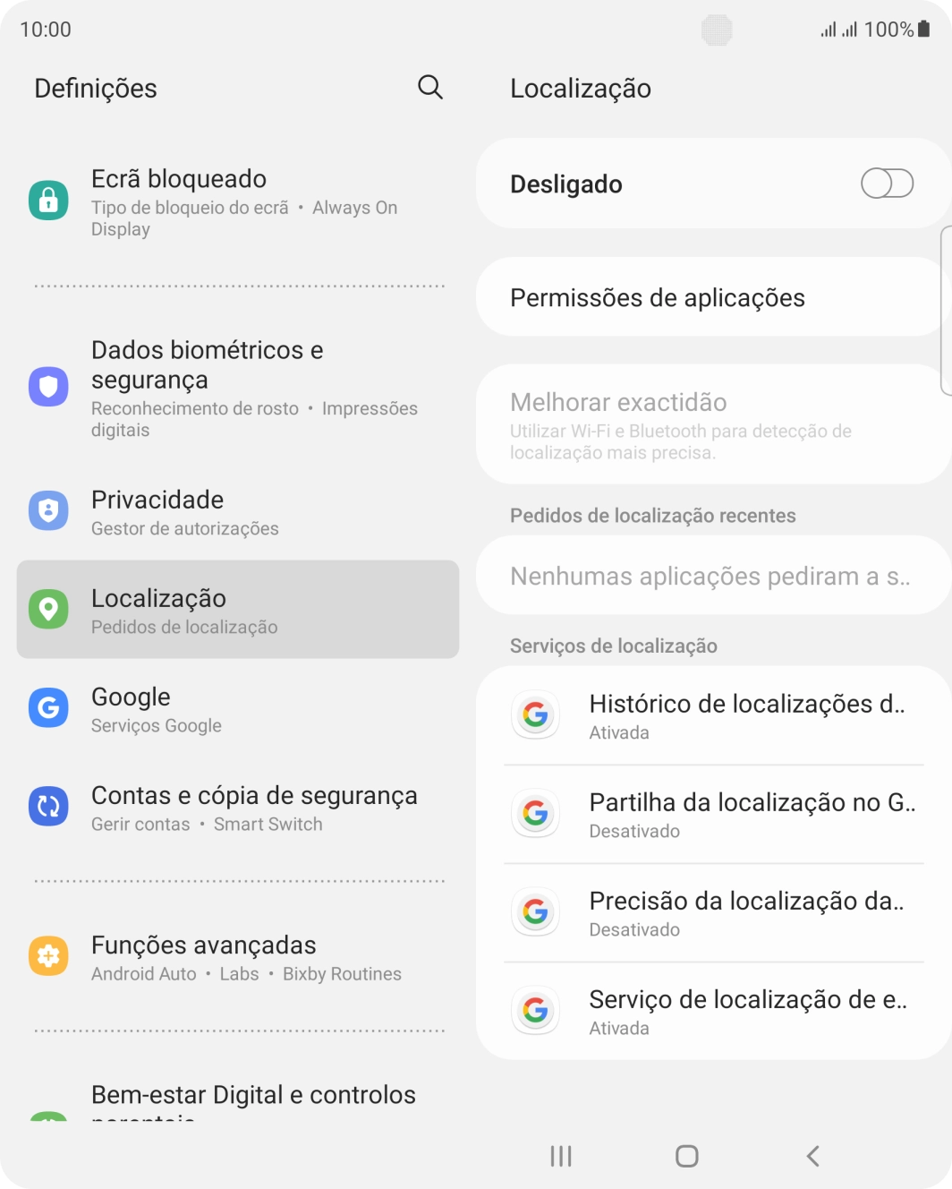 Prima o indicador para ativar ou desativar a função.