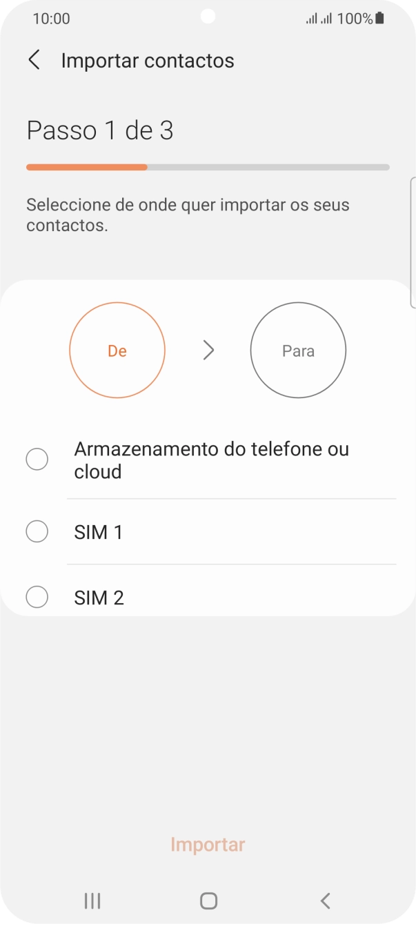 Prima o cartão SIM pretendido.