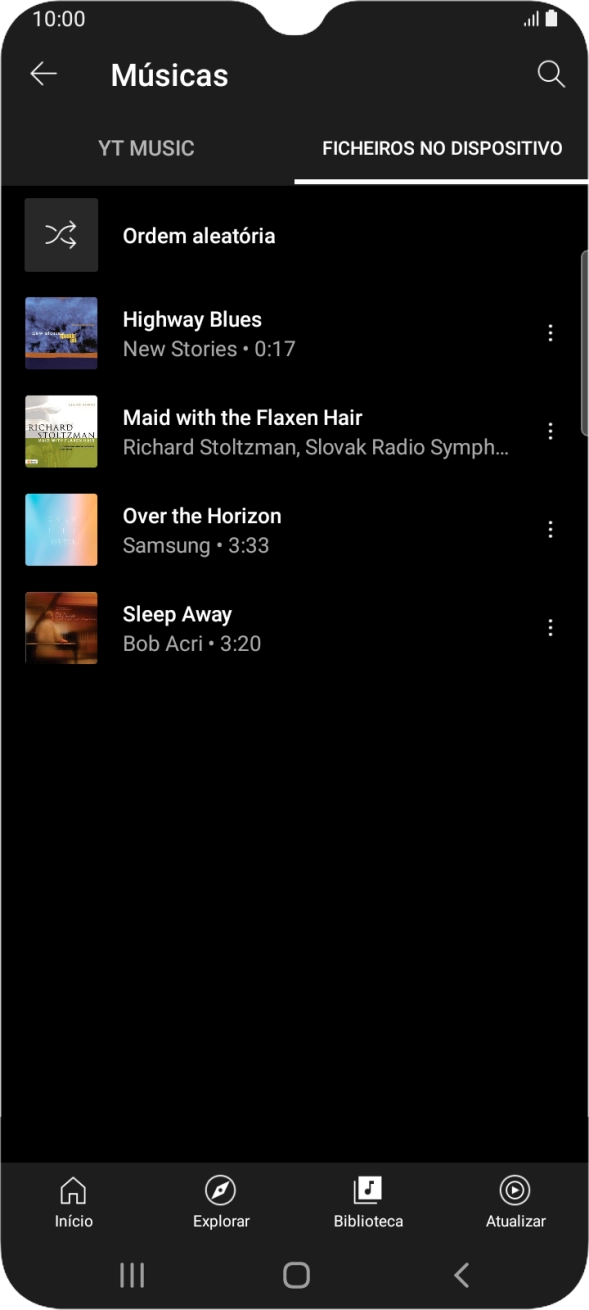 Prima o ficheiro de música pretendido.