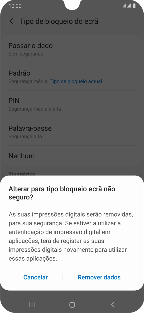 Prima Remover dados.