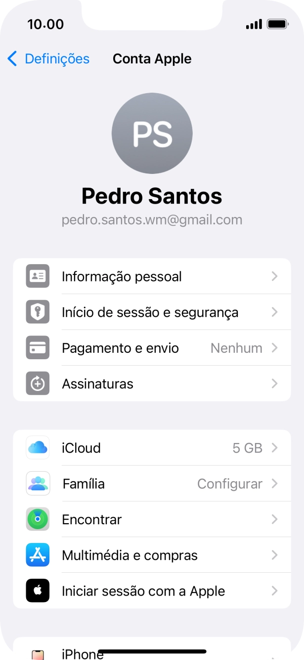 Para voltar ao ecrã inicial, deslize o dedo de baixo para cima a partir da base do ecrã.