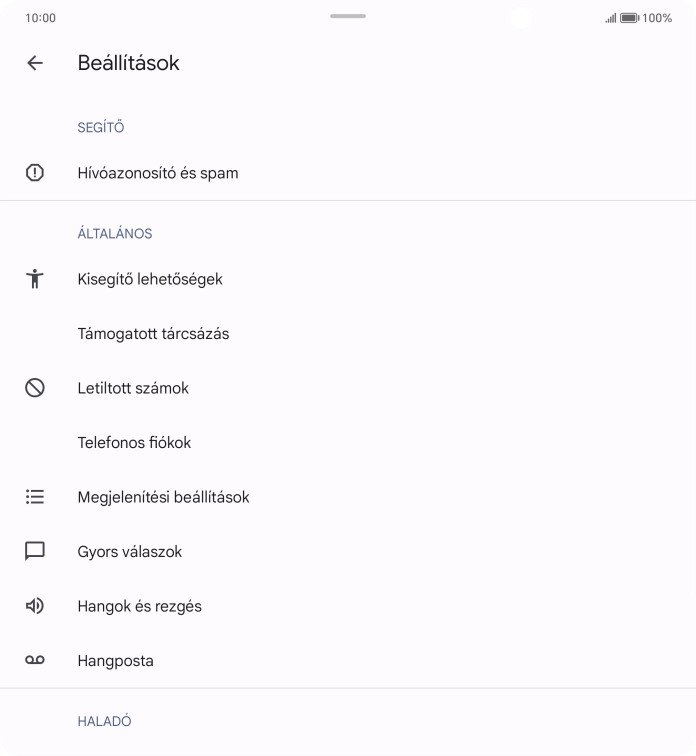 Válaszd a Telefonos fiókok lehetőséget.