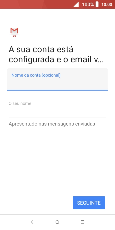 Prima O seu nome e introduza o nome do remetente pretendido.