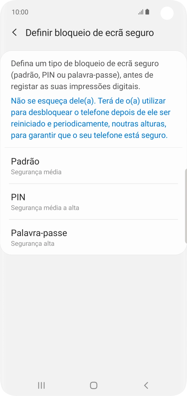 Prima o código de bloqueio do telefone pretendido e siga as indicações no ecrã para estabelecer um código de bloqueio adicional.
