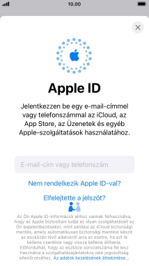 Ha nincs Apple ID-d, válaszd a Nem rendelkezik Apple ID-val? lehetőséget, és kövesd a képernyőn megjelenő utasításokat Apple ID létrehozásához.
