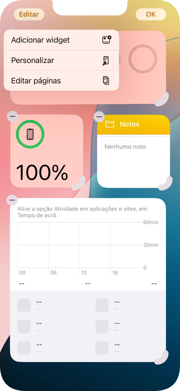 Prima Adicionar widget.