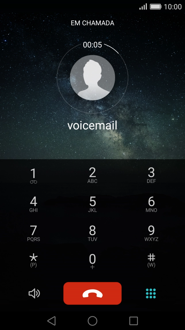 Prima o ícone para terminar a chamada.