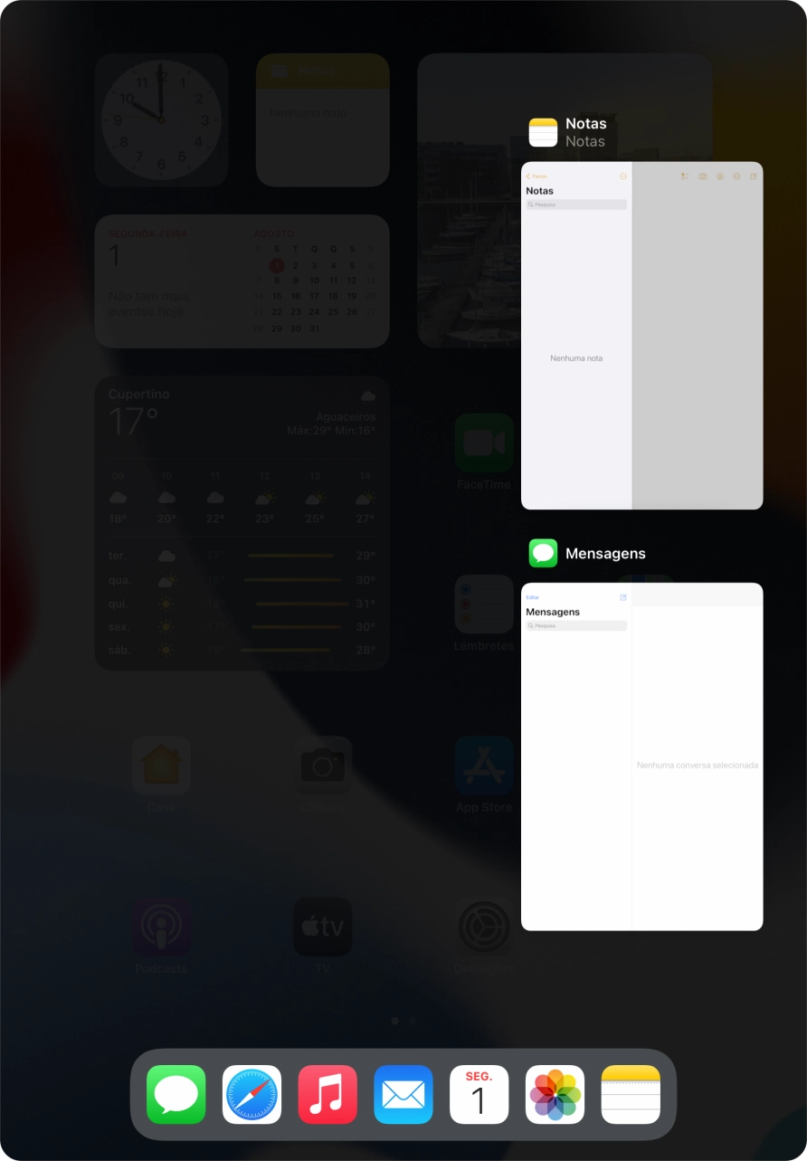 Deslize o dedo para cima sobre a aplicação pretendida para a terminar.