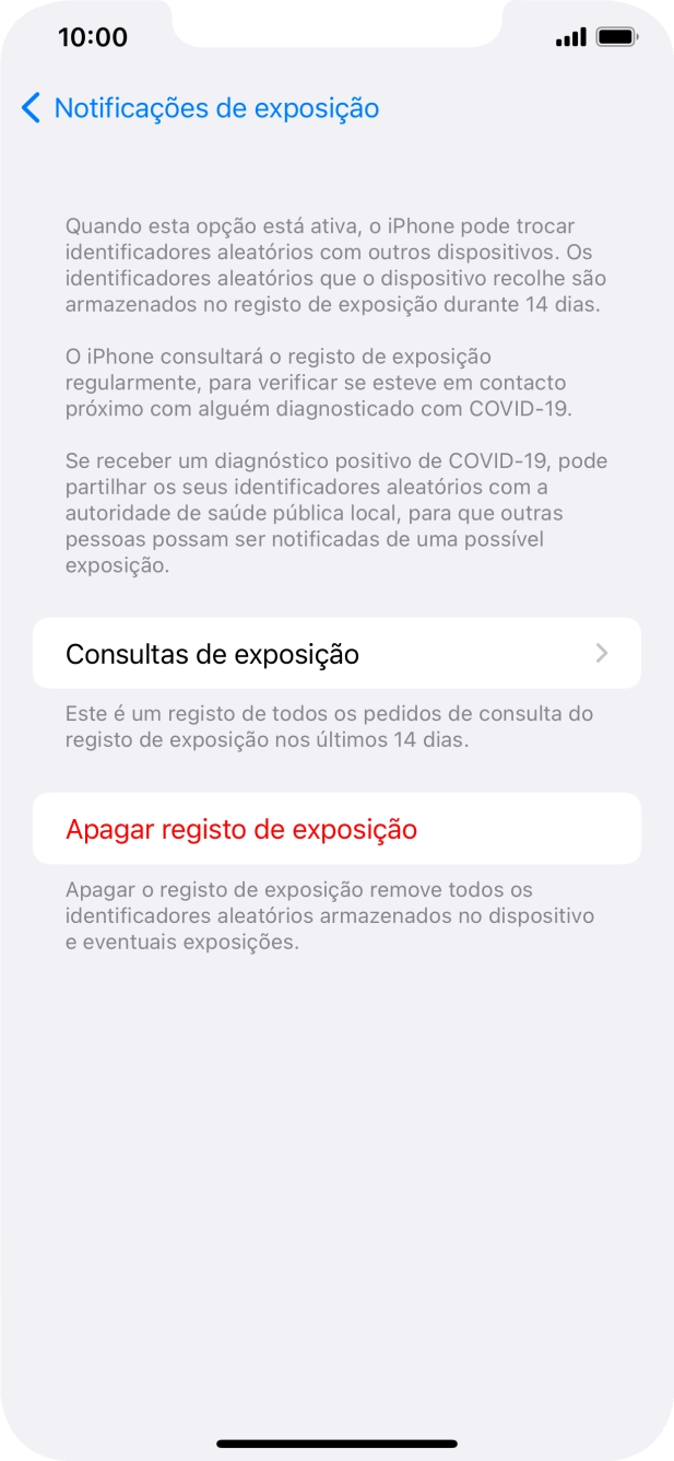 Prima Apagar registo de exposição.