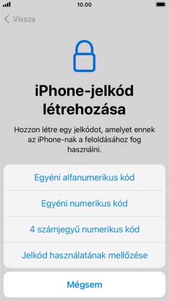 A képernyőzár használatának bekapcsolásához kövesd a képernyőn megjelenő utasításokat, vagy válaszd a Jelkód használatának mellőzése lehetőséget.