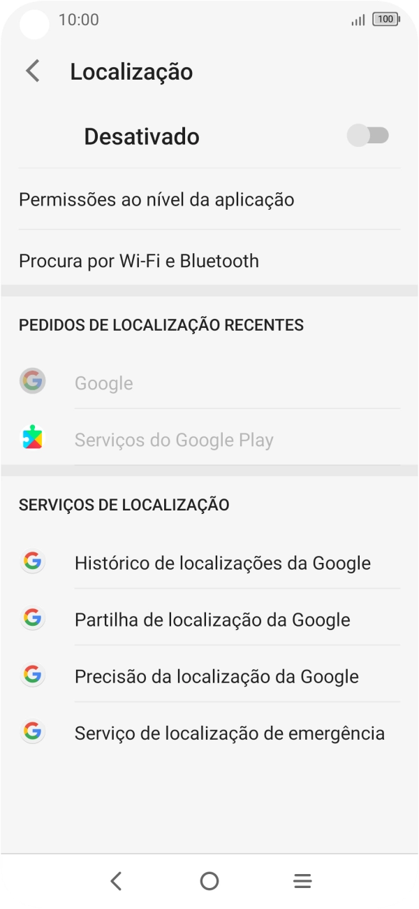 Prima o indicador para ativar ou desativar a função.